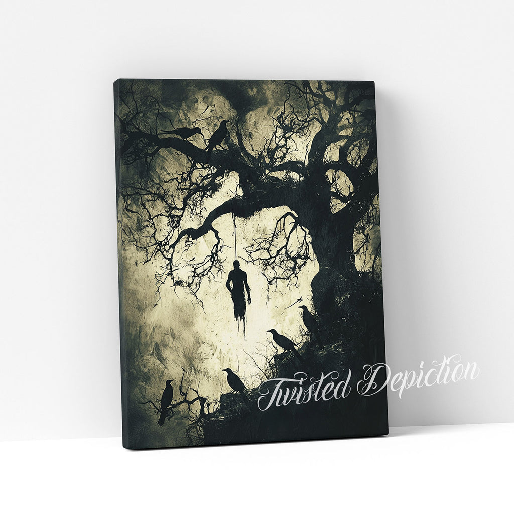 gothic tree and crows painting