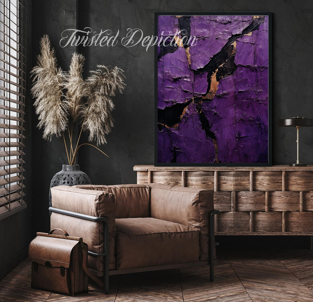 violet gothic abstract wall art painting