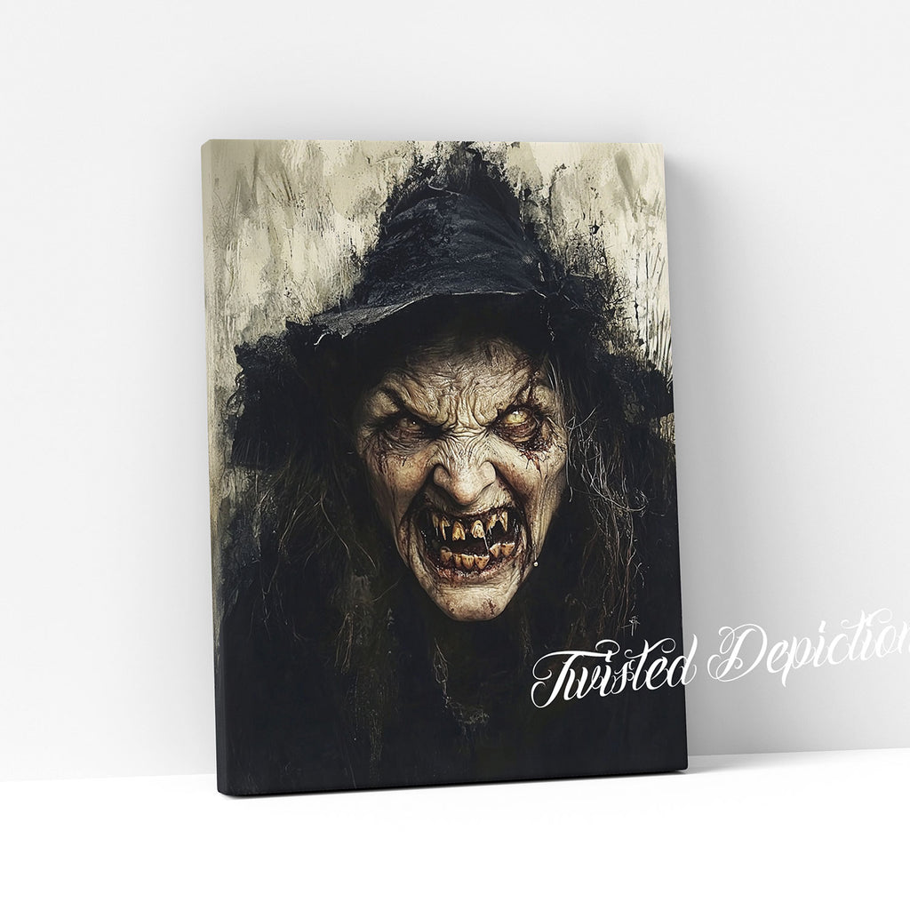 creepy witch canvas art