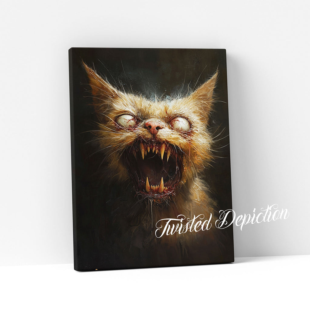 horror zombie cat painting