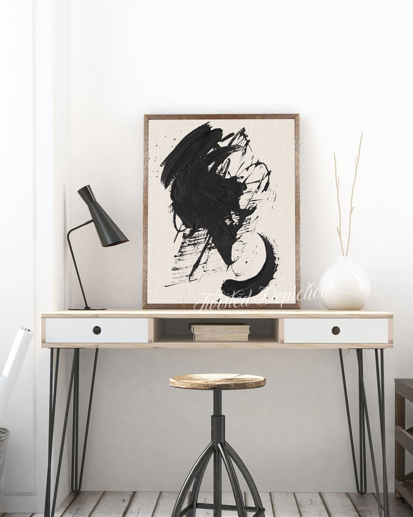 black and white canvas abstract art