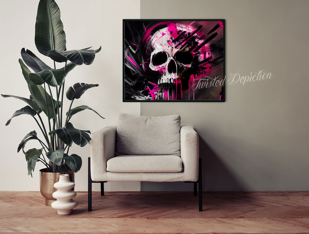 pink skull abstract art