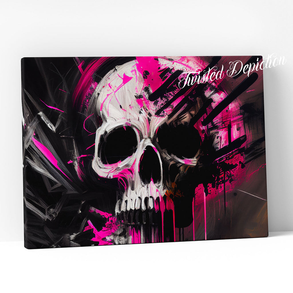 pink skull abstract art