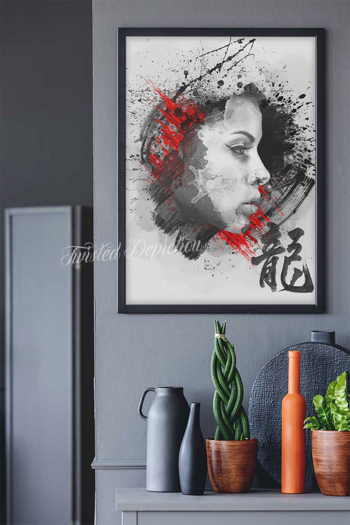 asian inspired woman poster art