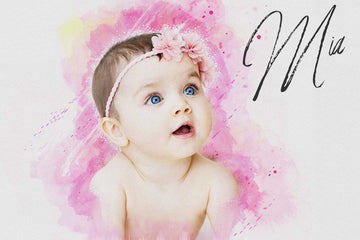 watercolour baby portrait