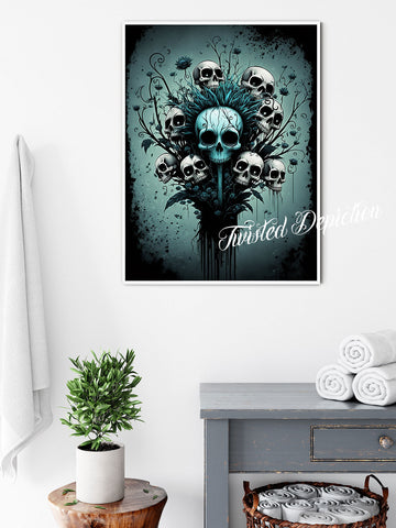 A bouquet of skulls, gothic painting for your home.