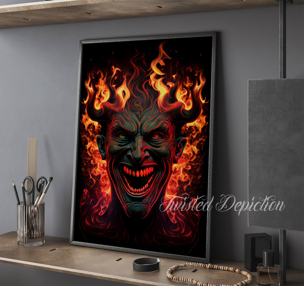 hell fire devil art print