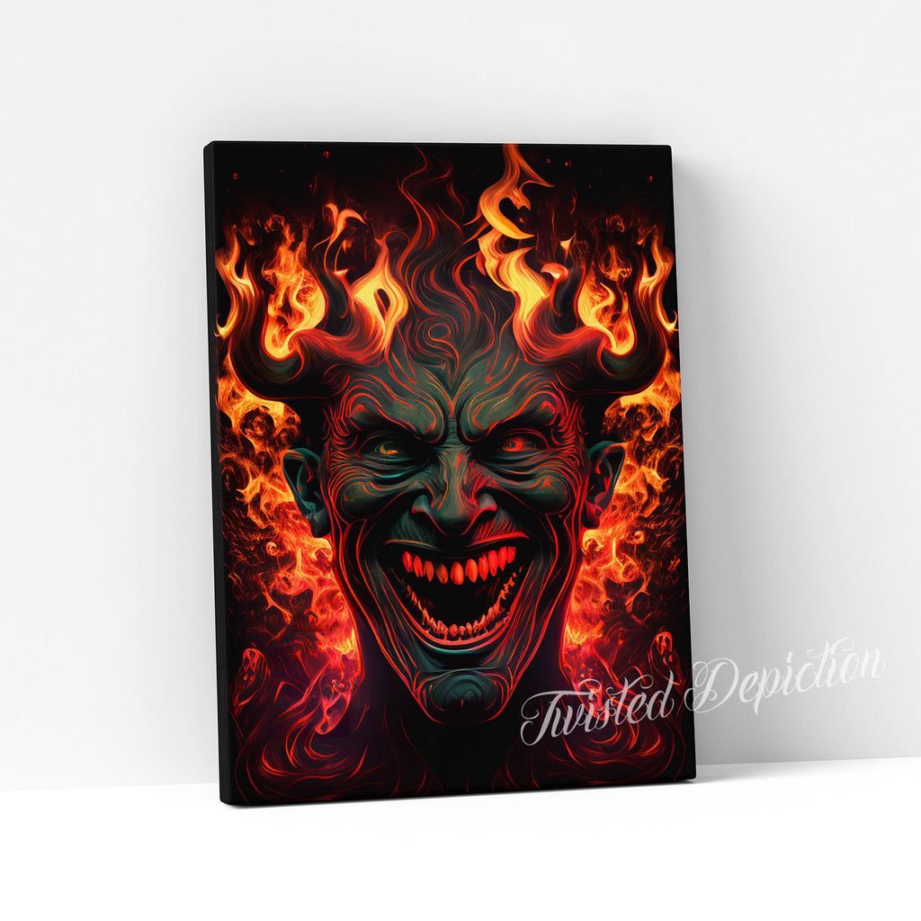 hell fire devil art canvas painting