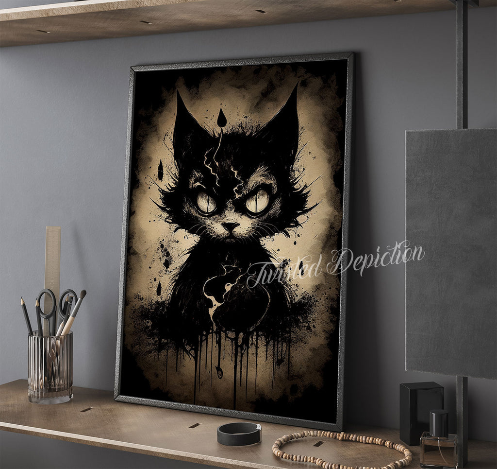 dark gothic kitty painting