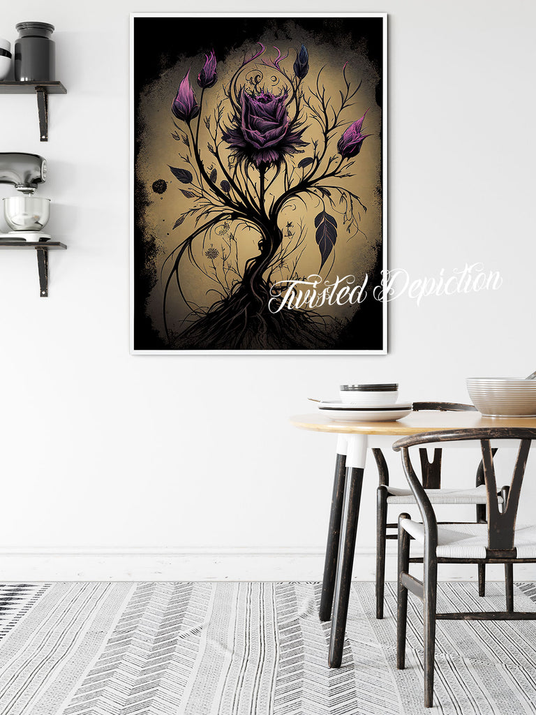 dark violet flower painting