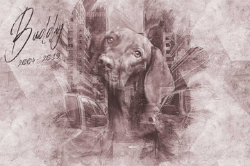 double exposure sketch pet portrait