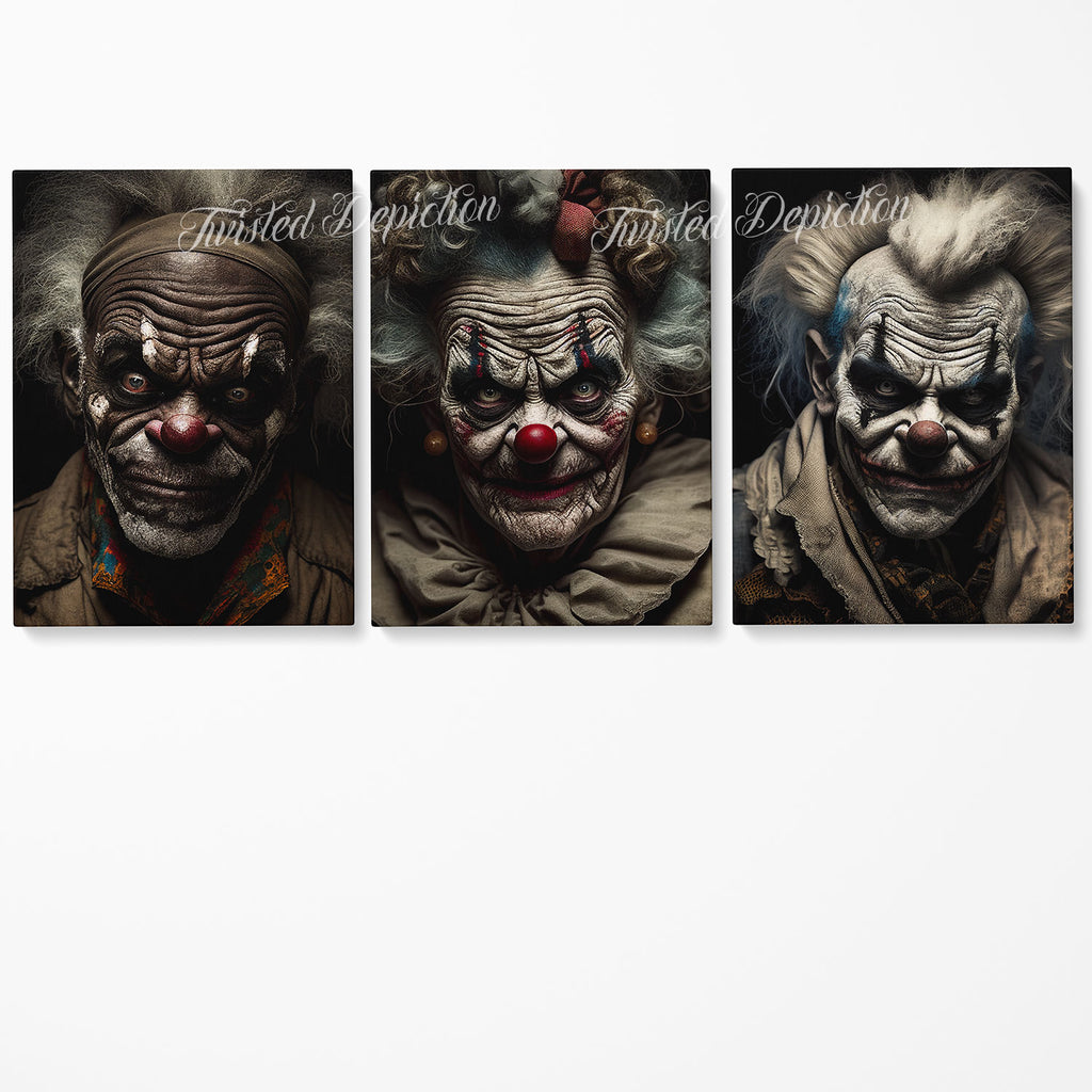 evil clowns wall art set