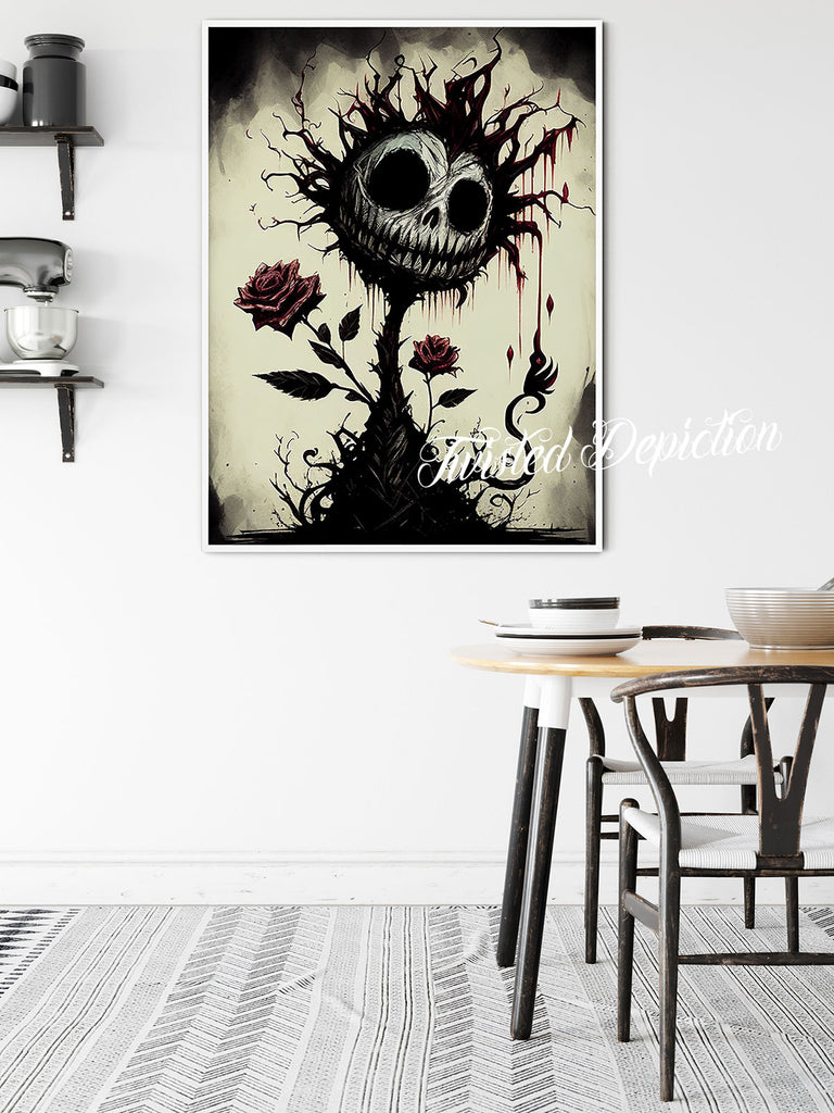 A floral art piece featuring a gothic, horror flower 