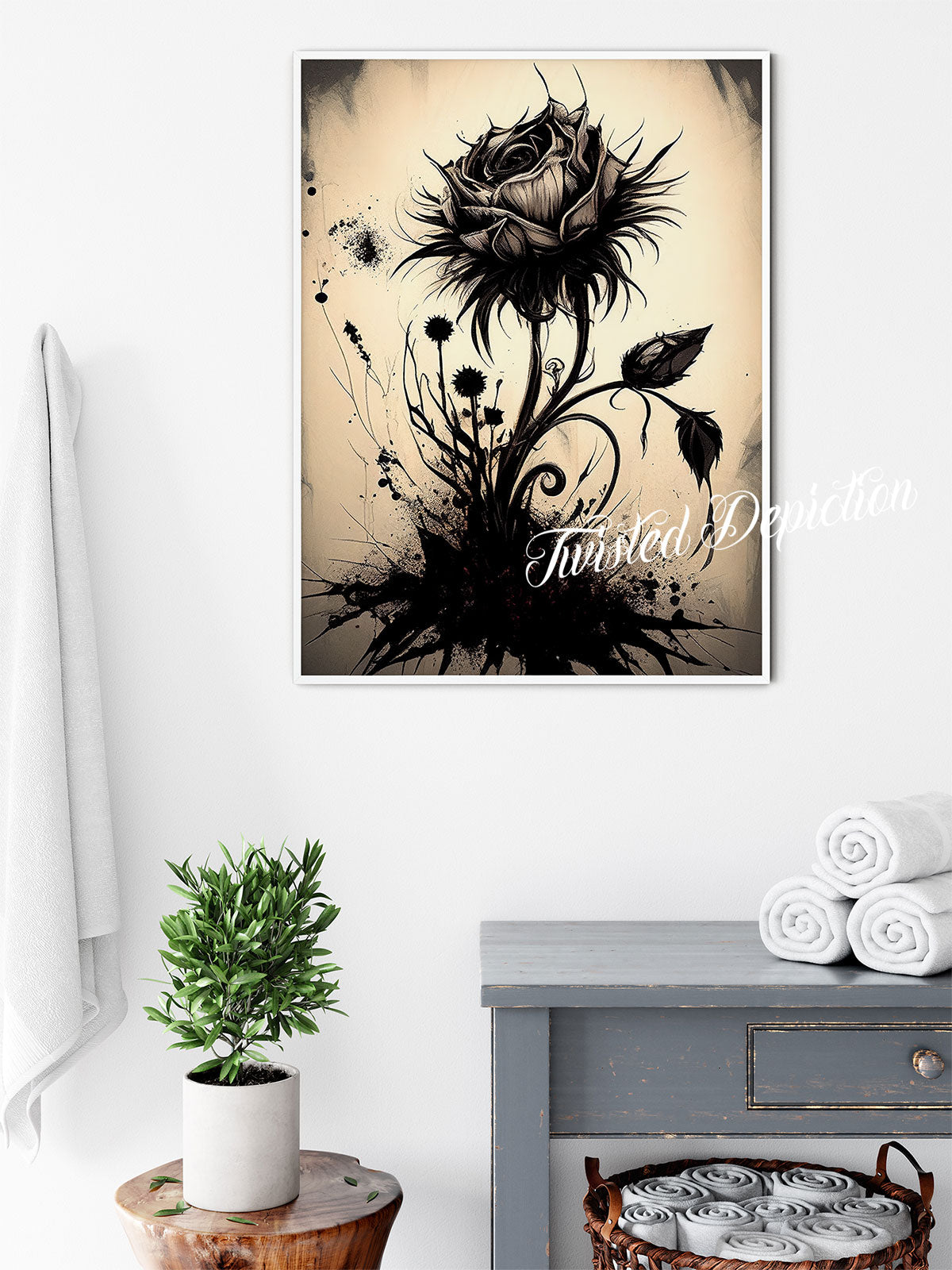 gothic black rose wall art
