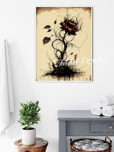 A gothic rose wall art painting