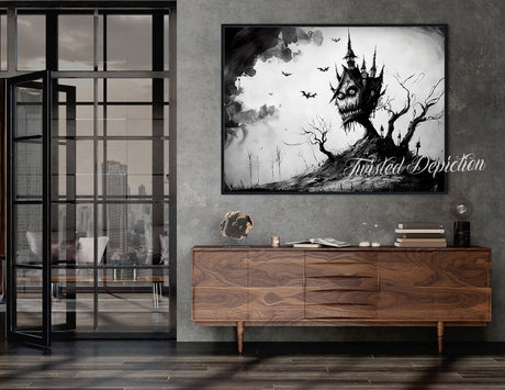 horror cabin wall art