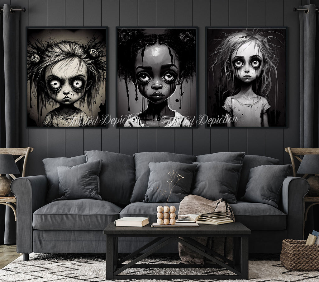 goth kids wall art set