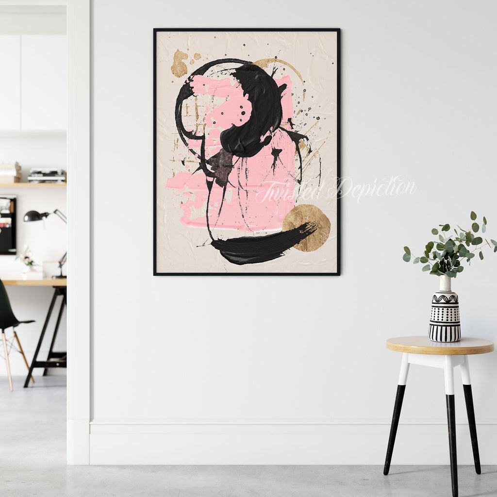 pink and gold abstract art canada