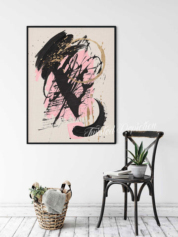 pink gold abstract wall art