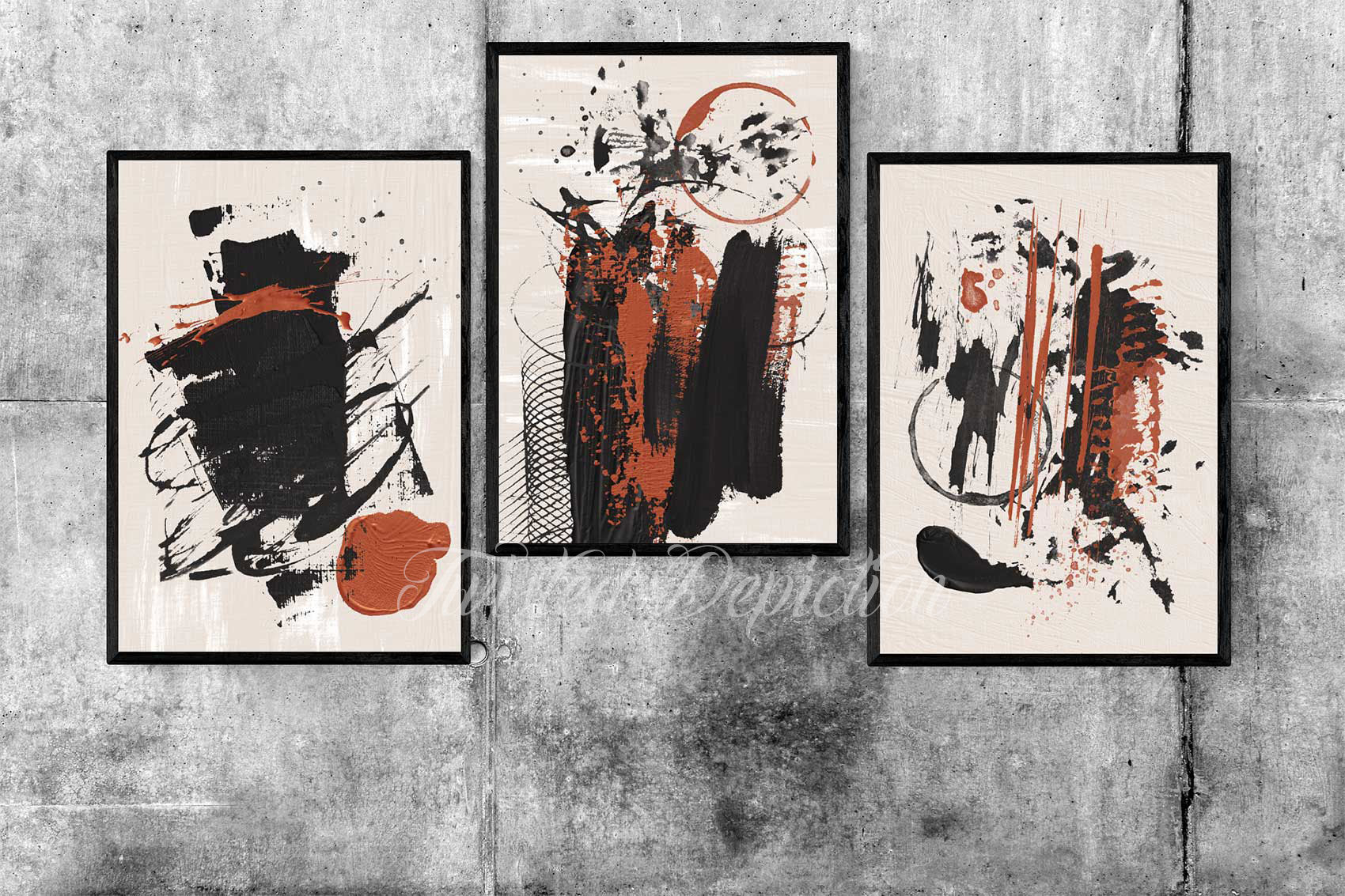 Black & Red Abstract Wall Art