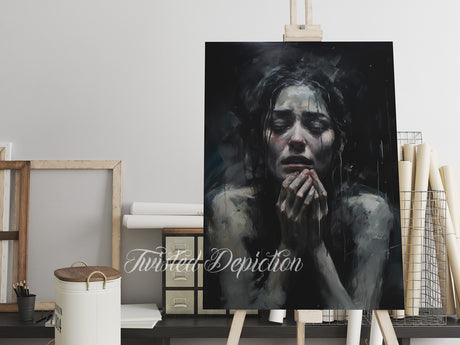 sorrow sad girl painting original canada