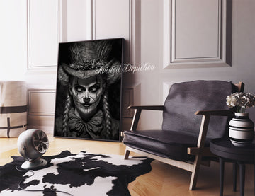 sinister clown woman horror art canada