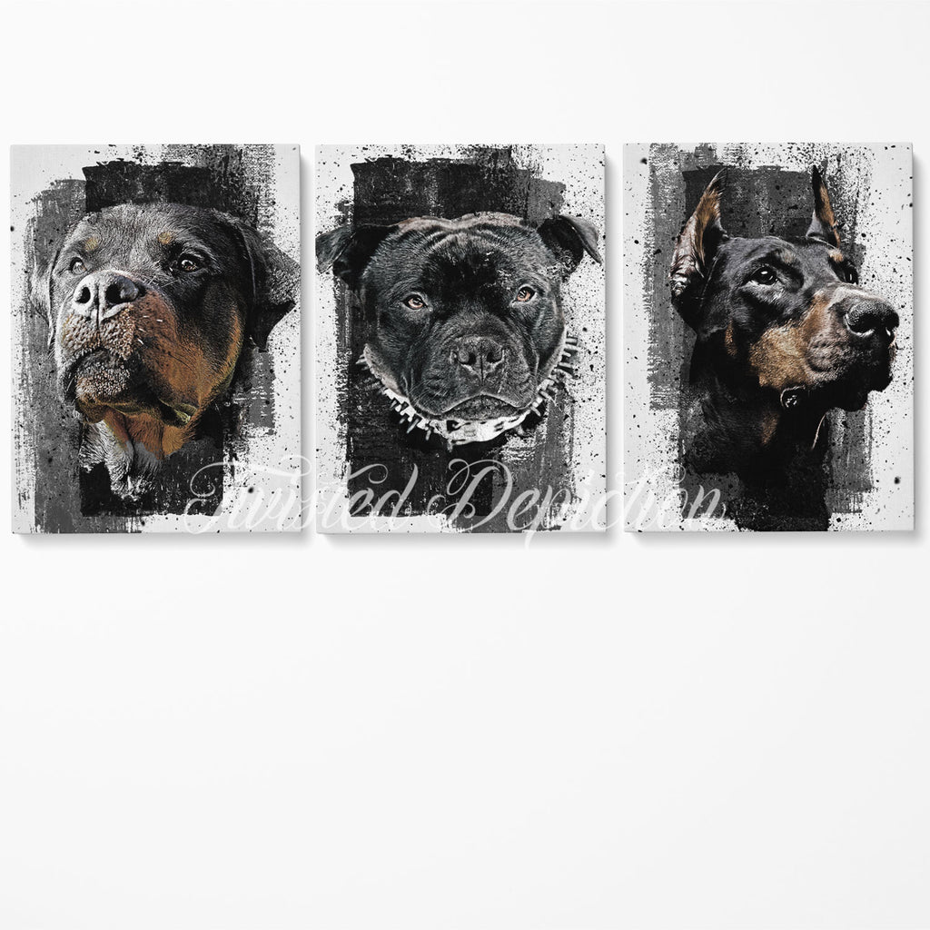3 piece guard dog art set, urban art canada