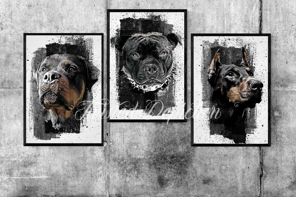 3 piece big dog art set, urban art canada